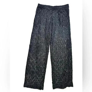Trina Turk black open crochet wide leg beach pool swim pants XS
